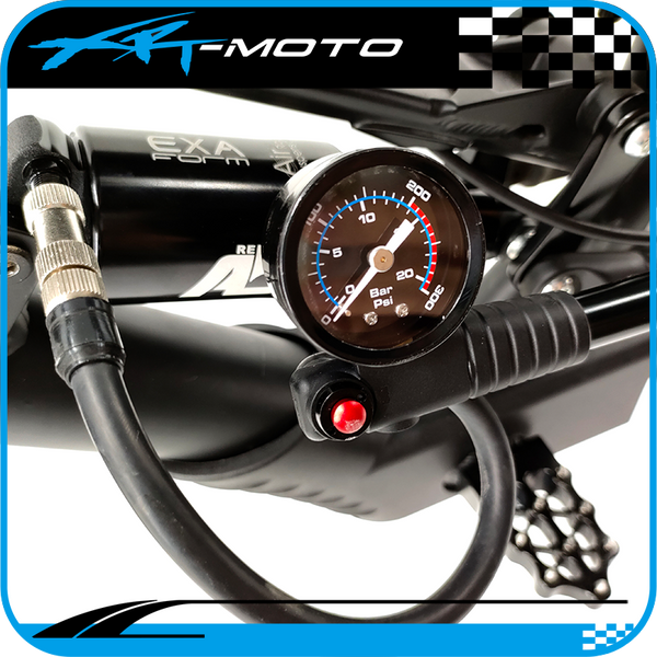 kid ebike with full suspension air pump gauge