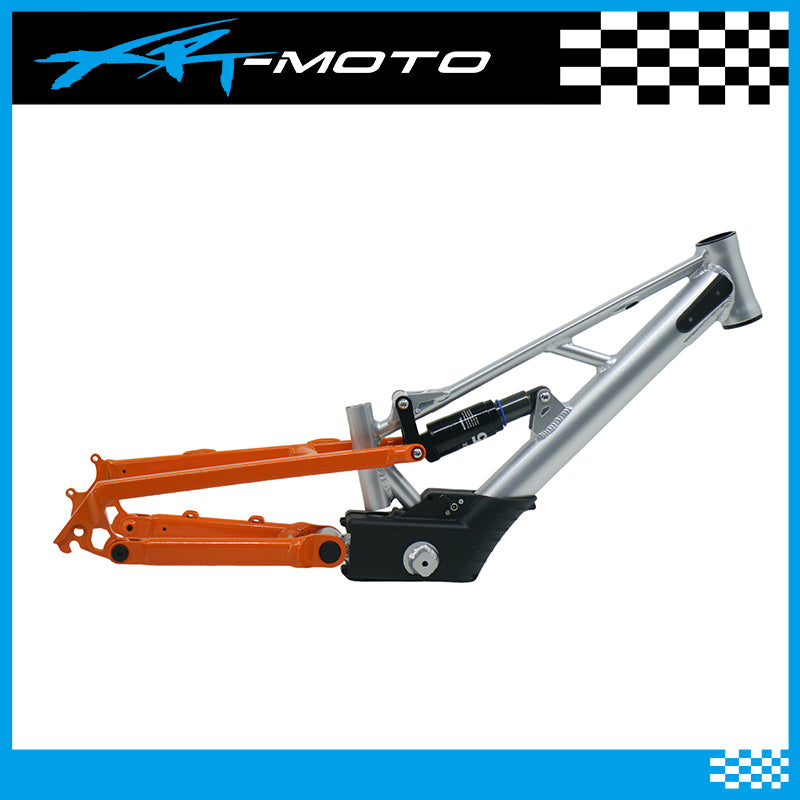 full_suspension_frame_xrt-moto_XRT_Moto_rear_shock_sliver_orange_purspeed_extreme_pur-speed_Orion_165mm_Moto-XRT_stacyc_apollo_flying_fox