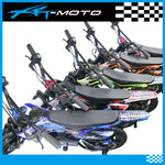 XRT moto 12in small motorcycles stacked on top of each other with cool stickersstacyc_12eDrive_plastic_side_panels