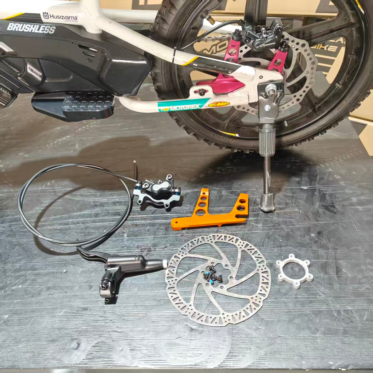 stacyc 12in and 16in kids electric bike rear hydraulic brake disc kit